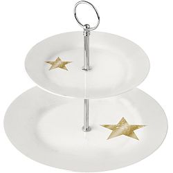 2patrový porcelánový etažér PPD Star Gold