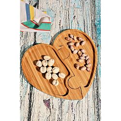 Bambusový podnos Kutahya Snacks Hearty, 26 x 24 cm