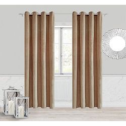 Béžový závěs Slowdeco Velvet, 140 x 250 cm