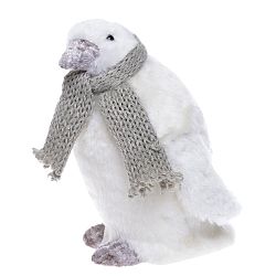 Bílá dekorace Ewax Pinguino, výška 17 cm
