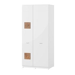 Bílá dvoudveřová šatní skříň Szynaka Meble Wood