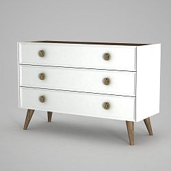 Bílá komoda Nadya, šířka 120 cm