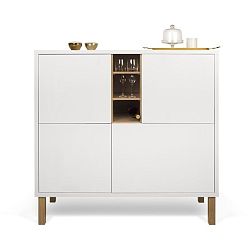 Bílá komoda s dřevěnými nohami TemaHome Niche Oak 