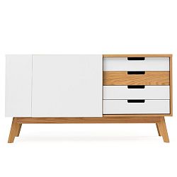 Bílá komoda s přírodními detaily Woodman Chaser