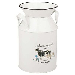 Bílá kovová nádoba Kash Cow, výška 21 cm