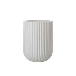 Bílá skleněná váza J-Line Ribbed, výška 23,5 cm