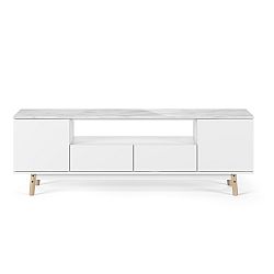 Bílá TV komoda s mramorovou deskou TemaHome Lyon