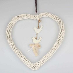 Bílá závěsná ratanová dekorace Dakls Heart Big