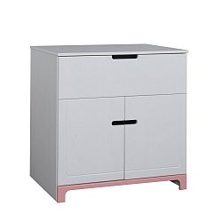 Bílo-růžová dvoudveřová komoda Pinio Mini