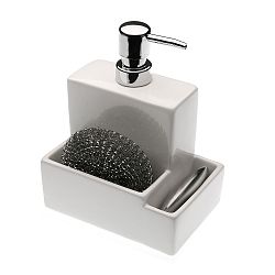 Bílý dávkovač na mýdlo s drátěnkou Versa Scourer