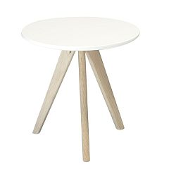 Bílý dřevěný příruční stolek Knuds Life, Ø 40 cm