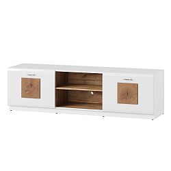 Bílý dvoudveřový TV stolek Szynaka Meble Wood