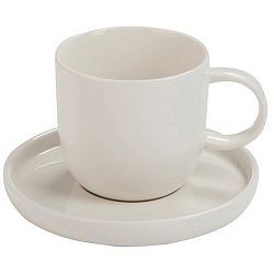Bílý hrnek s podšálkem J-Line Edge, 14 cm