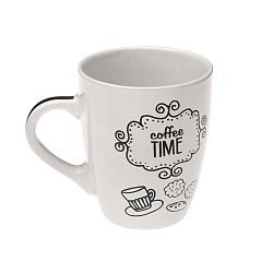 Bílý keramický hrneček Versa Coffee Time, 350 ml