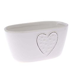 Bílý keramický květinář Dakls Heart, výška 11,2 cm
