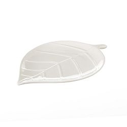 Bílý keramický tác Unimasa Leaf, délka 25 cm