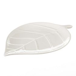 Bílý keramický tác Unimasa Leaf, délka 31,5 cm