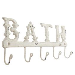 Bílý nástěnný věšák s háčky Clayre & Eef Bath