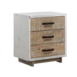 Bílý noční stolek se 2 zásuvkami Geese Rustic