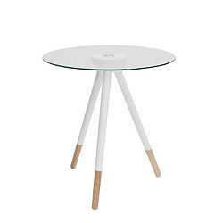 Bílý odkládací stolek Canett Misty Glass