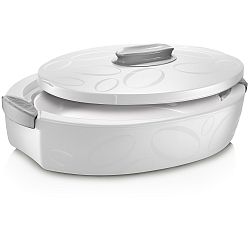 Bílý oválný termo box se zapékací mísou Enjoy, 3 l
