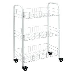 Bílý pojízdný stojan s 3 policemi Metaltex Siena