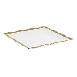 Bílý porcelánový talíř InArt Goldie, 28 x 28 cm