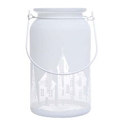 Bílý skleněný svícen Ewax Village, ⌀ 10 cm