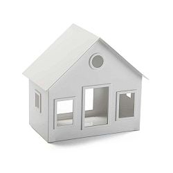 Bílý svícen Versa Metal House, výška 18 cm