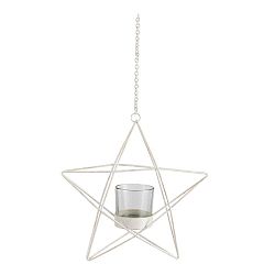 Bílý závěsný svícen J-Line Glitter Star