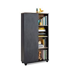Černá knihovna Black Bookcase With Storage