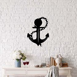 Černá kovová nástěnná dekorace Anchor, 42 x 58 cm