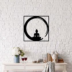 Černá kovová nástěnná dekorace Buddha, 50 x 50 cm