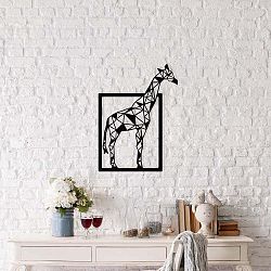 Černá kovová nástěnná dekorace Giraffe, 45 x 60 cm