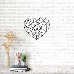 Černá kovová nástěnná dekorace Heart, 47 x 65 cm