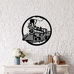 Černá kovová nástěnná dekorace Train, ⌀ 44 cm