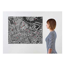 Černá nástěnná mapa Palomar Pin Amsterdam