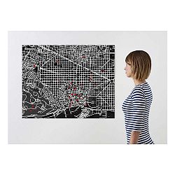 Černá nástěnná mapa Palomar Pin Barcelona