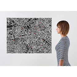 Černá nástěnná mapa Palomar Pin Berlín