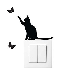 Černá samolepka na vypínač Ambiance Cat