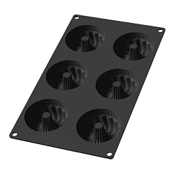 Černá silikonová forma na 6 mini bábovek Lékué