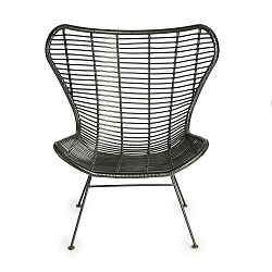 Černá židle s výpletem z proutí Simla Wicker