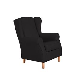 Černé křeslo ušák Max Winzer Lorris Leather Black