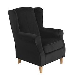 Černé křeslo ušák Max Winzer Lorris Velour Black