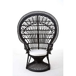 Černé křeslo z ratanu Premier Housewares Peacock