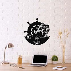 Černé nástěnné hodiny Anchor Clock V2, 48 x 50 cm