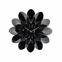 Černé nástěnné hodiny Karlsson Flower, ø 60 cm
