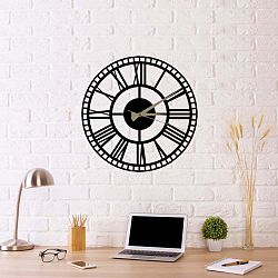 Černé nástěnné hodiny Roman Clock 2, ⌀ 50 cm