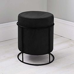 Černý čalouněný puf Native Stack, ⌀ 37 cm