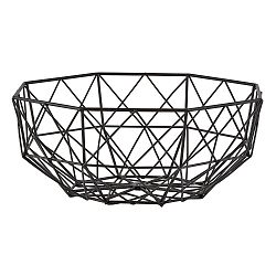Černý dekorační košík KJ Collection Lines, ⌀ 23,5 cm